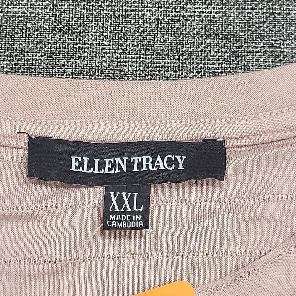 Ellen Tracy Womens Blouse Top XX-Large Sz Pink Short Sleeves Glitter Stripes